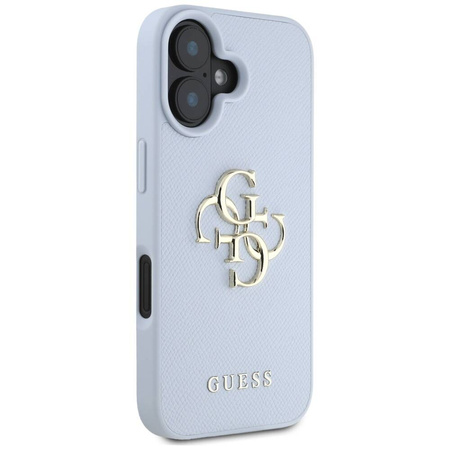 Schutzhülle IPHONE 16 Guess Grained Big 4G Logo Small Classic Logo blau