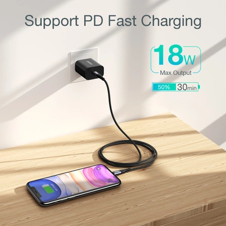 Choetech IP0041 USB-C / Lightning MFi 480Mb/s 3A 2 m cable - black