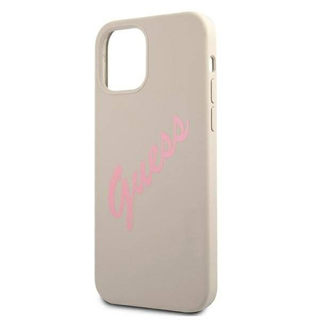 Guess GUHCP12MLSVSGP iPhone 12/12 Pro 6,1" szaro różowy/grey pink hardcase Silicone Vintage