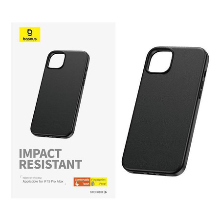 Schutzhülle APPLE IPHONE 15 PRO MAX Baseus Fauxther Series schwarz