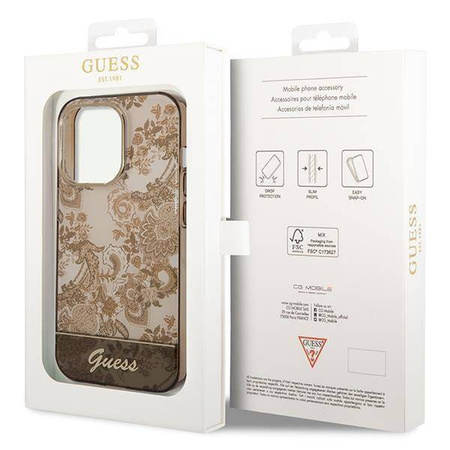 Guess Porcelain Collection - Etui iPhone 14 Pro (ochre)