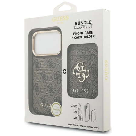 Guess 4G Hülle mit Magsafe Wallet für iPhone 17 Pro - Braun