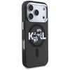 Karl Lagerfeld nakładka Magsafe IML glitter case metal camera frame and buttons Karl and Choupette sketch logo do iPhone 17 Pro transparentna