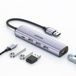 Ugreen wielofunkcyjny adapter HUB USB 3.0 - 3 x USB / Ethernet RJ-45 / USB Typ C PD szary (CM475)