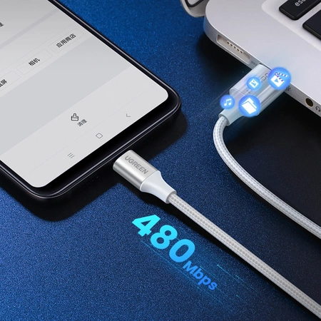 Ugreen US288 60130 USB-A / USB-C QC 3.0 3A 0.5m cable - white