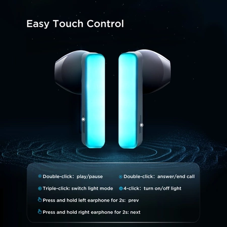 TWS Joyroom JR-TC1 IceLens Series wireless headphones with LED lights - black