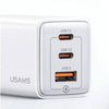 USAMS Ład. siec. 2xUSB-C+1xUSB 65W (only head) GaN PD3.0 +QC3.0 Fast Charging czarny/black Sandru Series CC180TC01 (US-CC180)