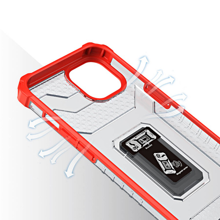 Crystal Ring Case pancerne hybrydowe etui pokrowiec + magnetyczny uchwyt iPhone 12 czerwony