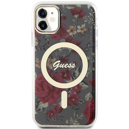 Guess GUHMN61HCFWSA iPhone 11 / Xr 6.1" green/khaki hardcase Flower MagSafe