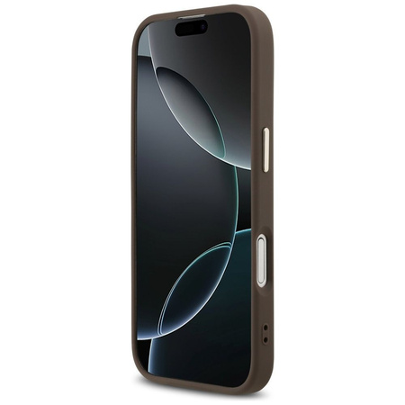 Guess Nakładka Magsafe 4G PU Leather Case With Triangle Logo And Gold Metal Camera Frame Do iPhone 17 Czarna