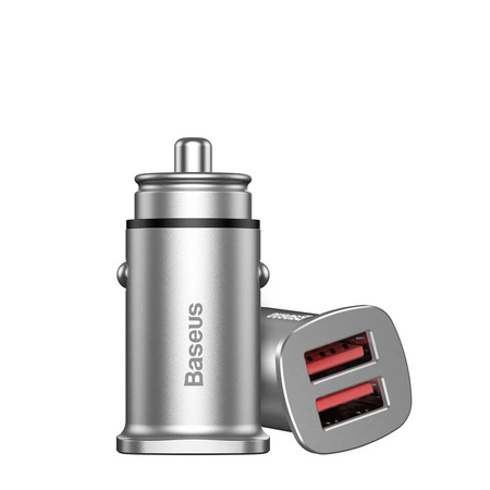 Szybka ładowarka samochodowa 2xUSB Baseus  Square metal A+A 30W  Dual QC 3.0  Quick inteligentna Car Charger czarna CCALL-DS01