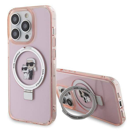 Karl Lagerfeld KLHMP15XHMRSKCP iPhone 15 Pro Max 6,7&quot; rosa/rosa Hardcase Ringständer Karl&amp;Choupette MagSafe