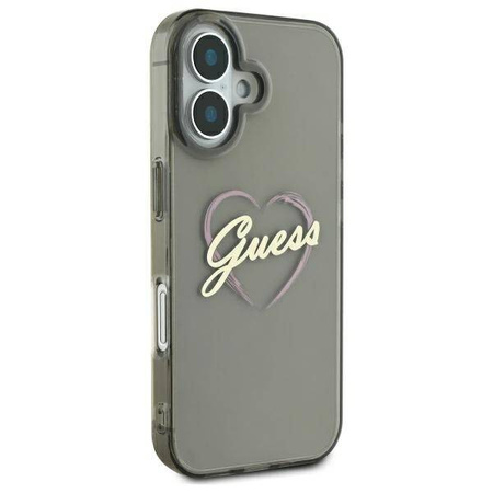 Original Case IPHONE 16 Guess Hardcase IML Heart (GUHCP16SHCHGSPK) black