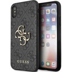 Original Handyhülle IPHONE X / XS Guess Hardcase 4G Big Metal Logo (GUHCPX4GMGGR) grau