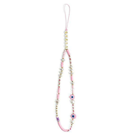Guess zawieszka GUSTSHPP Phone Strap rózowy/pink Beads Shell