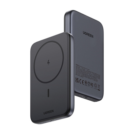 Powerbank magnetyczny 10000mAh Ugreen PB763, Qi2, USB-C, 20W (czarny)