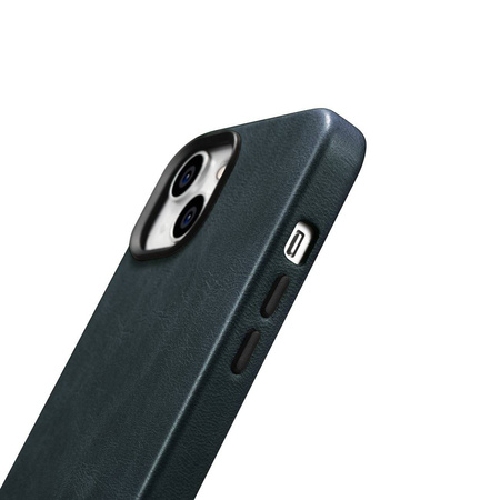 iCarer Case Leather genuine leather case for iPhone 14 dunkelblau (WMI14220701-BU) (MagSafe compatible)