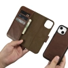 iCarer Oil Wax Wallet Case 2in1 Cover iPhone 14 Plus Anti-RFID Leather Flip Case Brown (WMI14220723-BN)