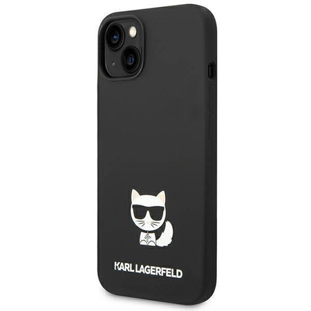 Original Handyhülle IPHONE 14 PLUS Karl Lagerfeld Hardcase Silicone Choupette Body (KLHCP14MSLCTBK) schwarz