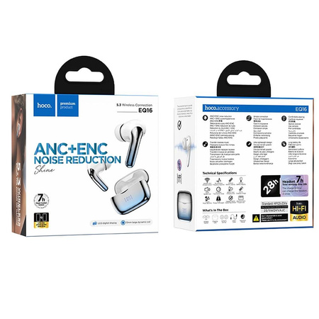 HOCO słuchawki bezprzewodowe bluetooth TWS ANC+ENC EQ16 niebieskie