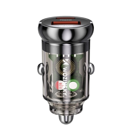 Wozinsky Ładowarka 65W samochodowa USB-C PD 65W / USB-A  45W QC 3.0 - czarna