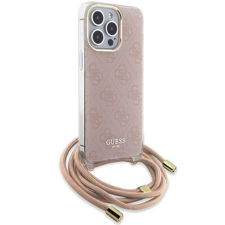Etui Guess Crossbody Cord 4G Print na iPhone 15 Pro Max - różowe