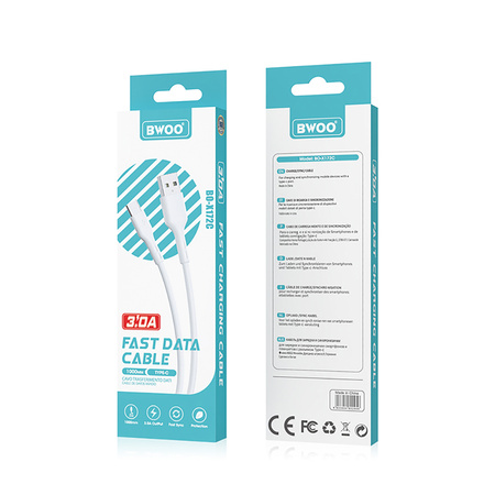BWOO kabel BO-X172C 3A cable USB-A do USB-C 1m biały