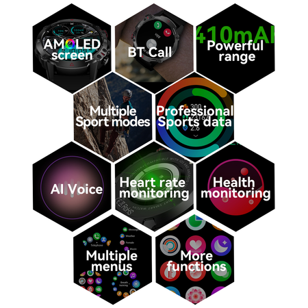 Blavec Smartwatch M07 Raptor HD AMOLED (SWM07-B) czarny