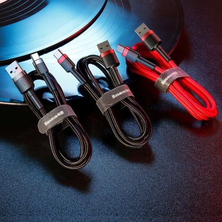 Baseus Cafule Cable - Kabel do ładowania i transmisji danych USB do USB-C 2 A, 2 m (czerwony/czarny)