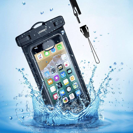 Ugreen uniwersalny wodoodporny pokrowiec etui na telefon (max 6,0'') na basen nad wodę IPX8 czarny (50919 LP186)