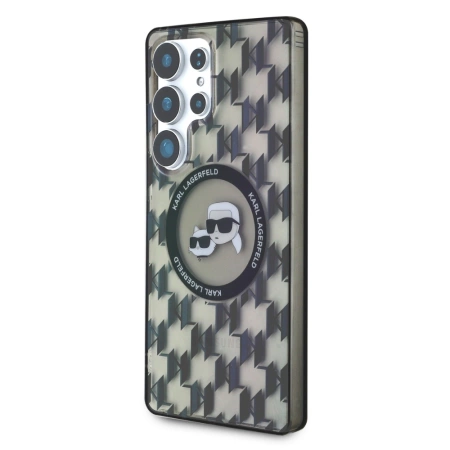 Etui Karl Lagerfeld Button Karl & Choupette Heads On KL Pattern MagSafe Samsung Galaxy S25 Ultra czarny