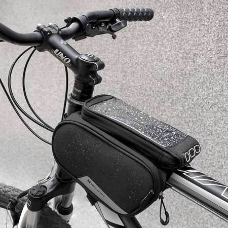 Wozinsky Torba rowerowa na ramę + odczepiany pokrowiec na telefon do 6,5 cala 1.5L czarny (WBB7BK)