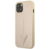 Original Case IPHONE 14 Guess Hardcase Saffianotriangle Logo (GUHCP14SPSATLE) beige