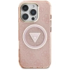 Guess IML Metal Glitter 4G Circle Triangle MagSafe Case für iPhone 16 Pro Max - Rosa