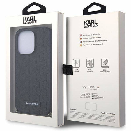 Karl Lagerfeld KLHCP14LSACKLHPK iPhone 14 Pro 6,1" schwarz/schwarzes Hardcase mit Saffiano-Monogrammkette
