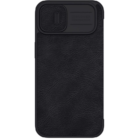 Nillkin Qin Leder Pro Hülle iPhone 14 Plus Kamera Cover Holster Cover Flip Case Schwarz