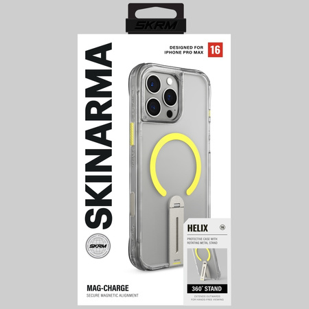 Etui Skinarma Helix do iPhone 16 Pro Max Magnetic Charging 360 Rotating Stand przezroczysty
