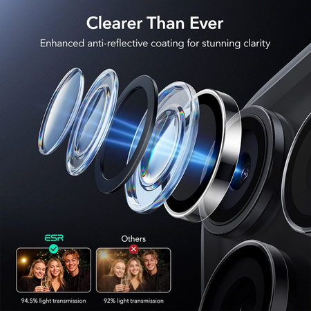 OSŁONA NA APARAT ESR ARMORITE CAMERA PROTECTOR IPHONE 14 PRO / PRO MAX / 15 PRO / PRO MAX / 16 PRO / PRO MAX / 17 PRO / PRO MAX CLEAR