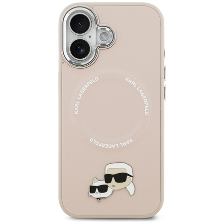 Karl Lagerfeld nakładka Magsafe PU case with Karl&Choupette heads pins logo and metal camera buttons do iPhone 17 beżowa