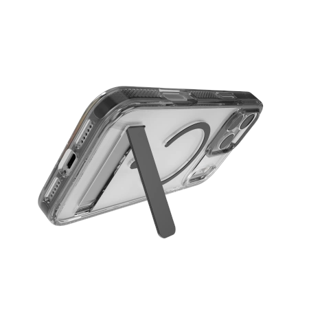 ZAGG Santa Cruz Snap KS MagSafe Case with Stand for iPhone 17 Pro Max - Clear and Black