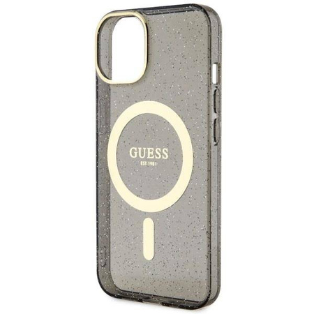 Guess GUHMP14MHCMCGK iPhone 14 Plus 6,7" schwarz/schwarze Hardcase Glitter Gold MagSafe