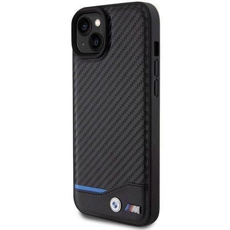 BMW Leather Carbon case for iPhone 15 Plus - black