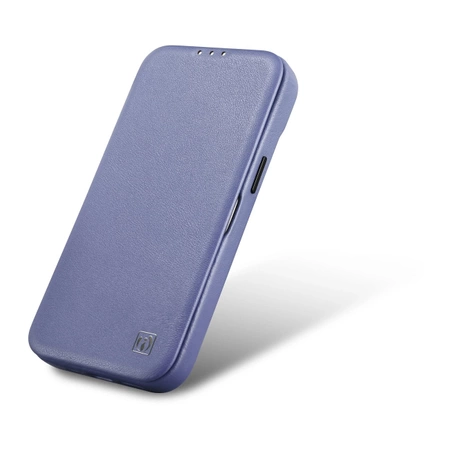 iCarer CE Premium Leather Folio Case skórzane etui iPhone 14 Pro z klapką magnetyczne MagSafe jasnofioletowy (WMI14220714-LP)