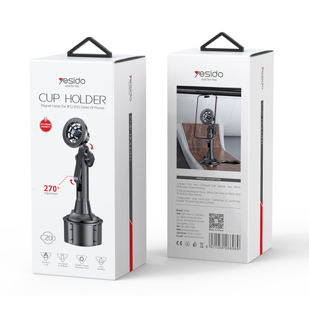 Yesido Uchwyt samochodowy magnetyczny C200 do gniazda na kubek czarny