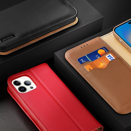 Dux Ducis Hivo echt Leder booktype case schutzhülle aufklappbare hülle für iPhone 14 Pro Max schwarz