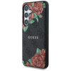 Oryginalne Etui SAMSUNG GALAXY S25 Guess Leather 4G Flowers Print Metal Classic Logo MagSafe czarne