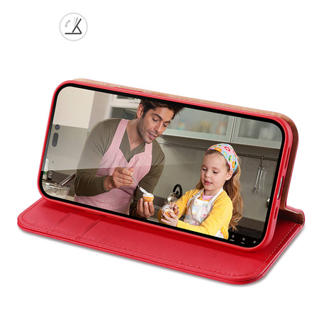Dux Ducis Hivo echt Leder booktype case schutzhülle aufklappbare hülle für iPhone 14 Pro Max rot