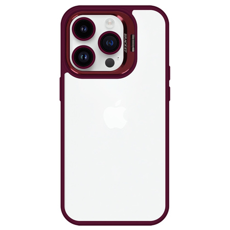 Tel Protect Kickstand case + szkło na aparat (lens) do Iphone 15 Plus burgundowy