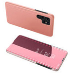 Clear View Case cover for Samsung Galaxy S23 Ultra cover with a flap pink