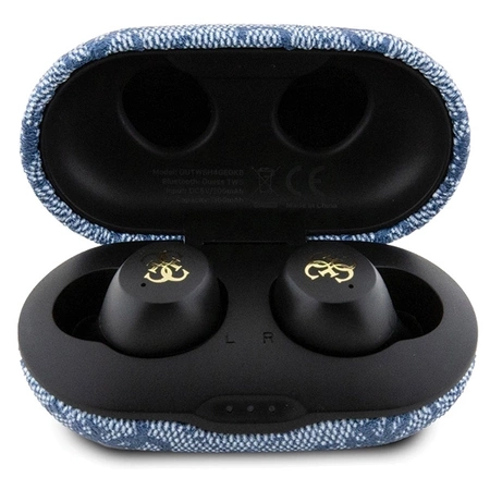 TWS Guess 4G Metall-Bluetooth-Kopfhörer mit ENC-Dockingstation – Blau